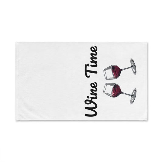 Wine Time Hand Towel - Fun Kitchen Decor, Wine Lovers, Housewarming Present, Bar Accessory, Cozy Home, Kitchen Towel