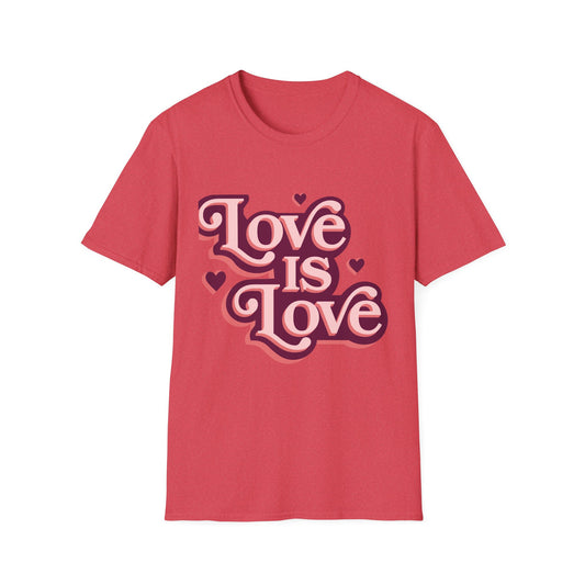Love is Love Unisex Softstyle T-Shirt, Pride Apparel, LGBTQ+ Gift, Casual Wear, Heartfelt Statement Tee, Everyday Comfort Shirt