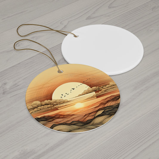 Sunset Savor Ceramic Ornaments - 4 Shapes for Home Decor & Gifting
