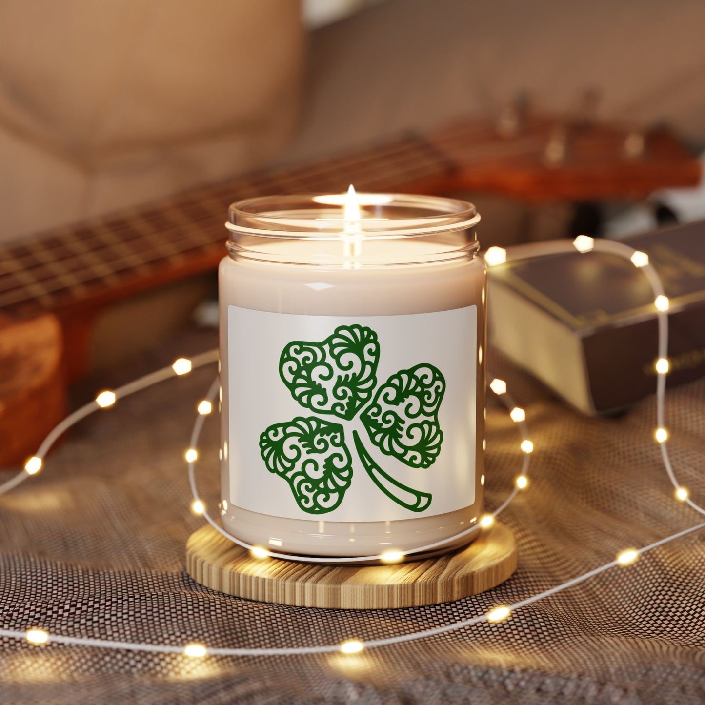 Lucky Clover Scented Soy Candle, St. Patrick's Day Gift, Home Decor, Eco-Friendly Candle, Green Decor, Relaxation