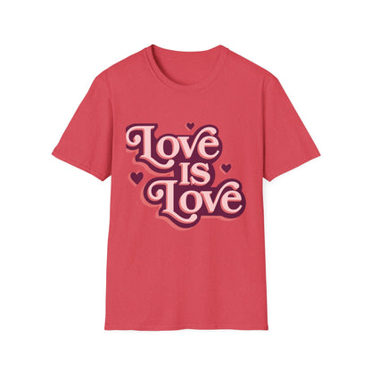 Love is Love Unisex Softstyle T-Shirt, Pride Apparel, LGBTQ+ Gift, Casual Wear, Heartfelt Statement Tee, Everyday Comfort Shirt