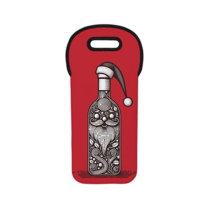 Santa Wine Tote Bag, Wine Carrier, Holiday Cooler Bag, Christmas Wine Holder, Perfect for Parties