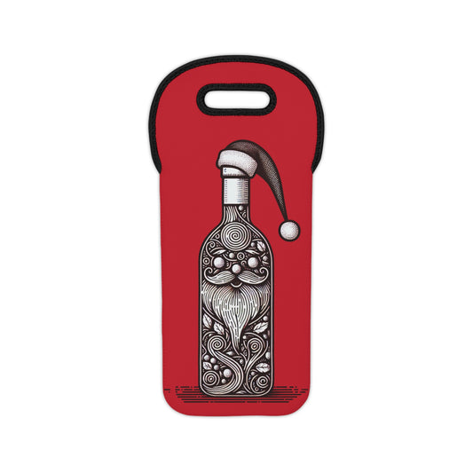 Santa Wine Tote Bag, Wine Carrier, Holiday Cooler Bag, Christmas Wine Holder, Perfect for Parties