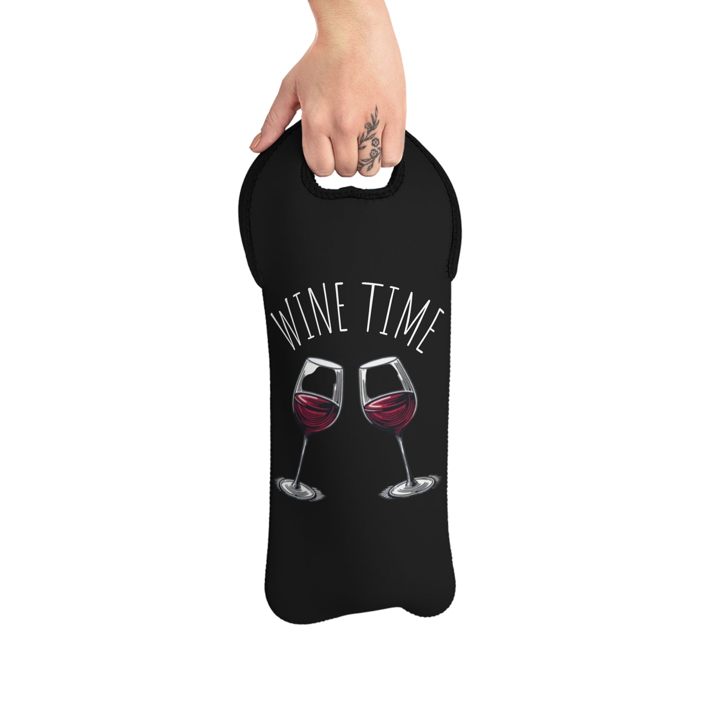 Wine Tote Bag - Stylish Wine Carrier for Parties, Wine Lovers, Perfect for Picnics, Birthdays, Wine Time Design