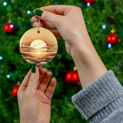 Sunset Savor Ceramic Ornaments - 4 Shapes for Home Decor & Gifting