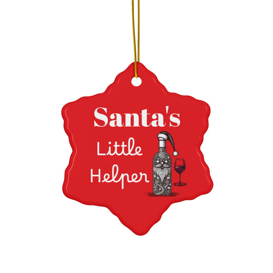 Santa's Little Helper Ornament - Holiday Decor, Christmas Decoration, Wine Lovers