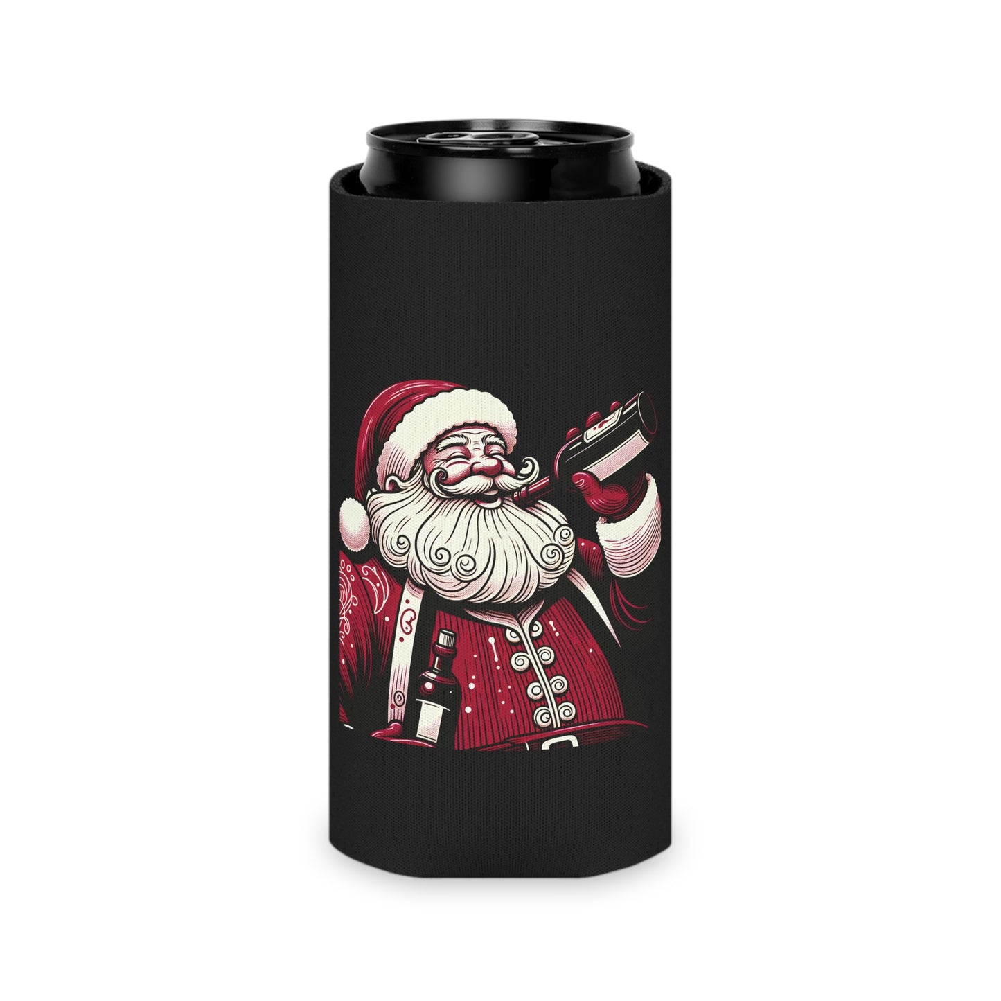 Festive Santa Koozie Can Cooler, Holiday Drink Holder, Christmas Gift, Party Accessory, Beer Hugger, Santa Mug