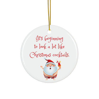 Ceramic Ornament - Festive Holiday Cocktail Themed