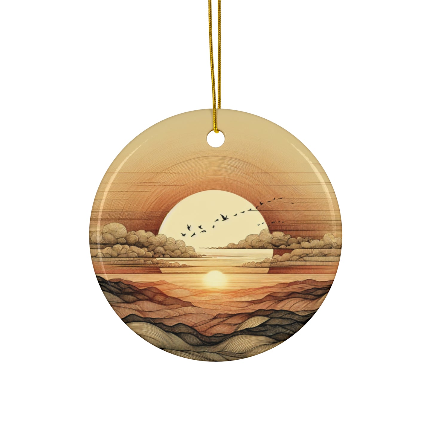 Sunset Savor Ceramic Ornaments - 4 Shapes for Home Decor & Gifting