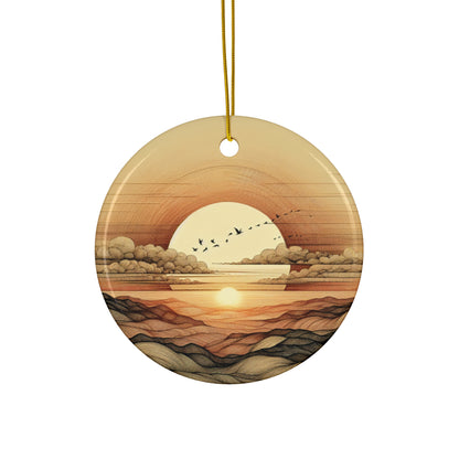 Sunset Savor Ceramic Ornaments - 4 Shapes for Home Decor & Gifting