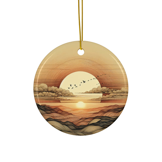 Sunset Savor Ceramic Ornaments - 4 Shapes for Home Decor & Gifting