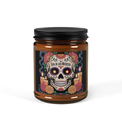Dia de los Muertos Scented Soy Candle, Unique Home Decor, Halloween Decoration, Skull, Day of the Dead
