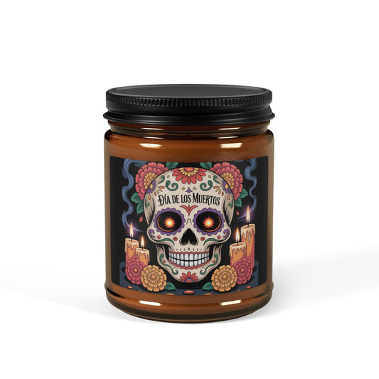 Dia de los Muertos Scented Soy Candle, Unique Home Decor, Halloween Decoration, Skull, Day of the Dead
