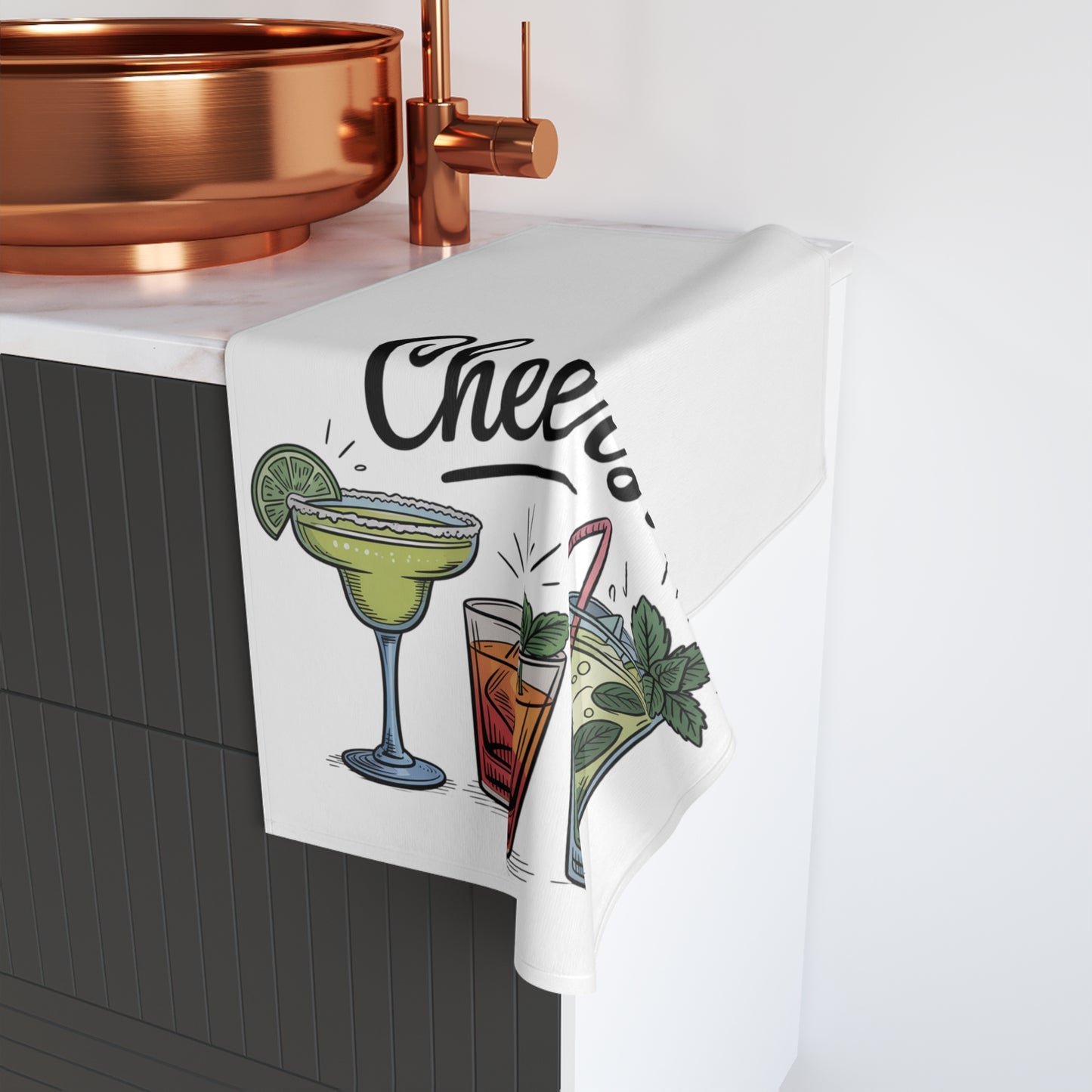 Cheers Hand Towel, Kitchen Decor, Cocktail Love, Bar Accessories, Fun Kitchen Towels, Summer Party Decor