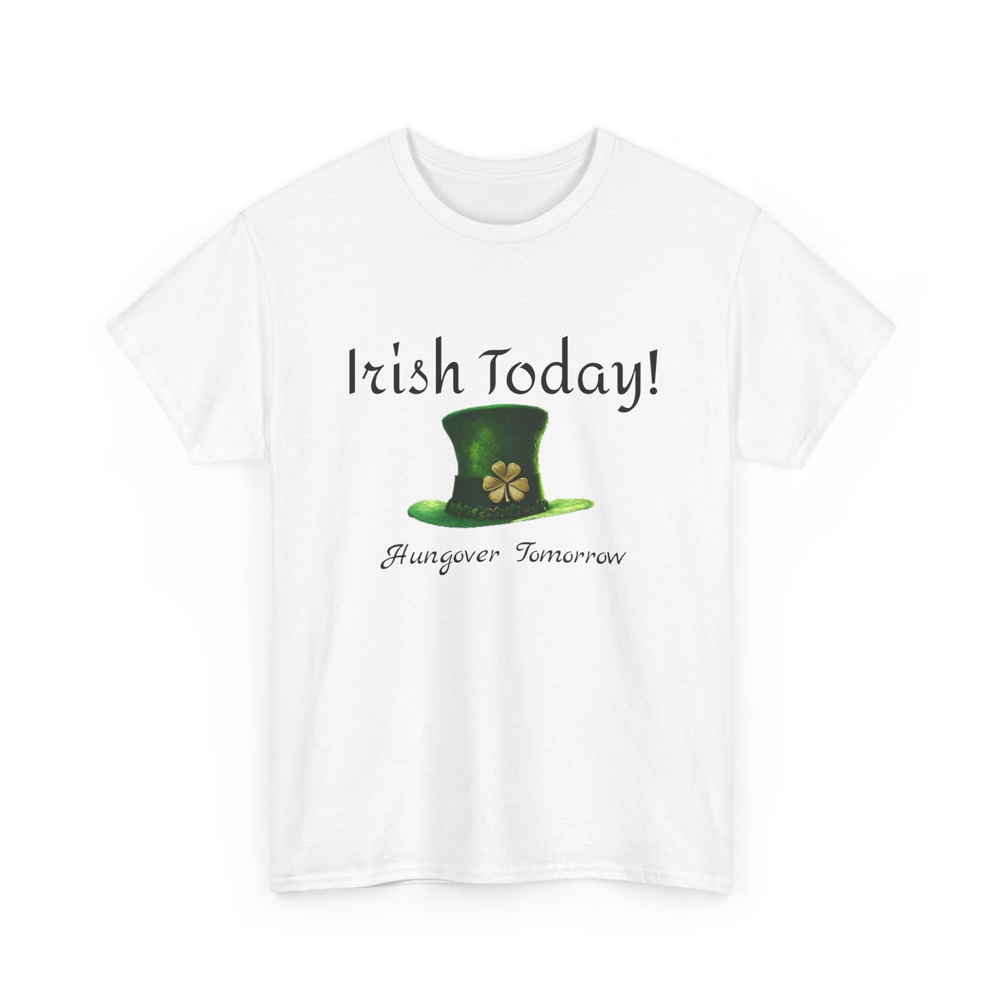St. Patrick's Day Unisex Heavy Cotton Tee, Lucky Hat Shirt, Shamrock Shirt, Gift for Him/Her