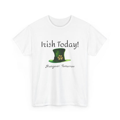 St. Patrick's Day Unisex Heavy Cotton Tee, Lucky Hat Shirt, Shamrock Shirt, Gift for Him/Her