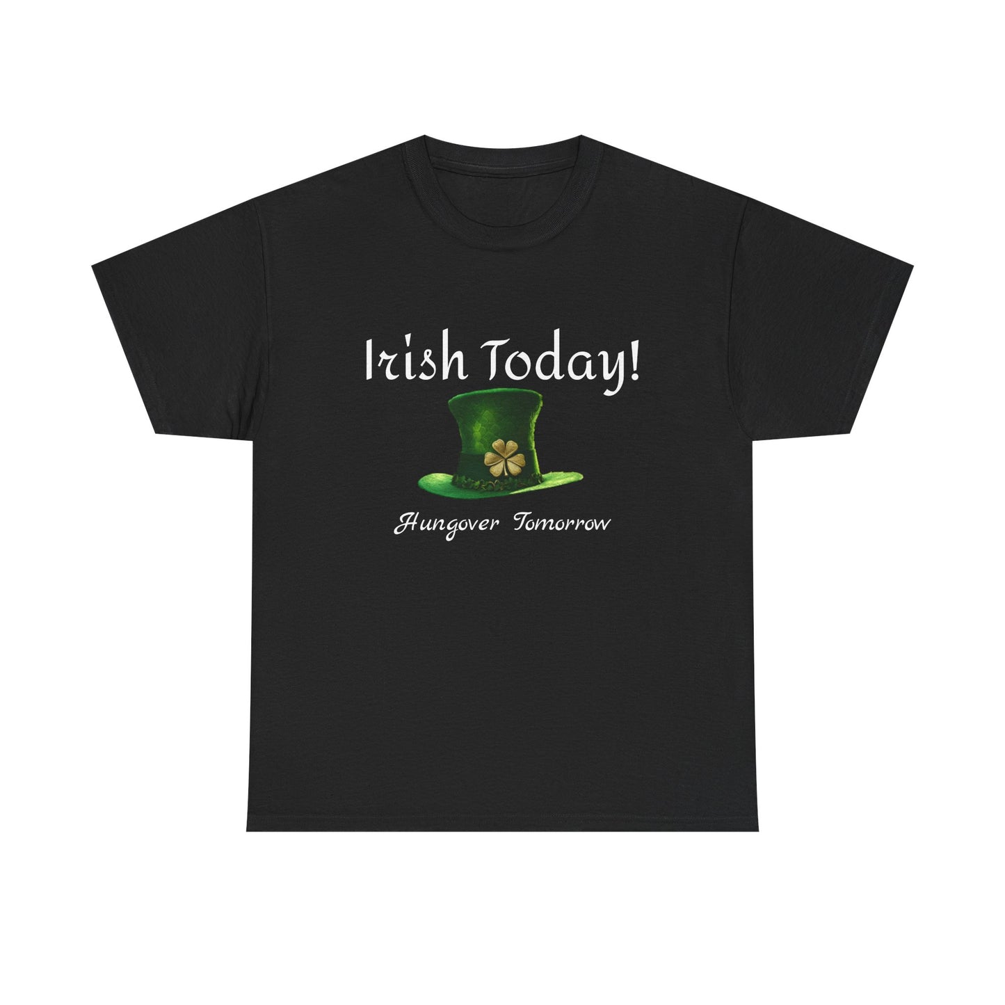 St. Patrick's Day Unisex Heavy Cotton Tee, Lucky Hat Shirt, Shamrock Shirt, Gift for Him/Her