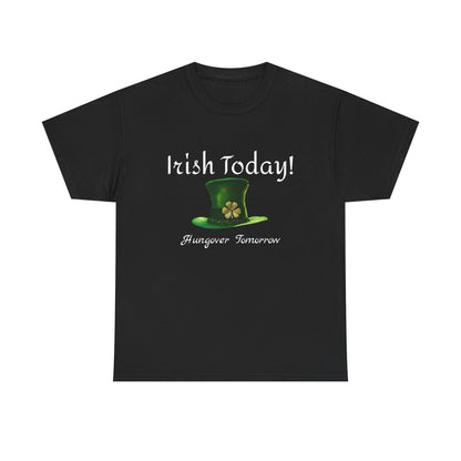 St. Patrick's Day Unisex Heavy Cotton Tee, Lucky Hat Shirt, Shamrock Shirt, Gift for Him/Her