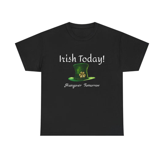 St. Patrick's Day Unisex Heavy Cotton Tee, Lucky Hat Shirt, Shamrock Shirt, Gift for Him/Her