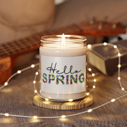 Hello Spring Scented Soy Candle, 9oz | Eco-Friendly Candle, Spring Decor, Gift for Her, Aromatherapy Candle, Home Fragrance