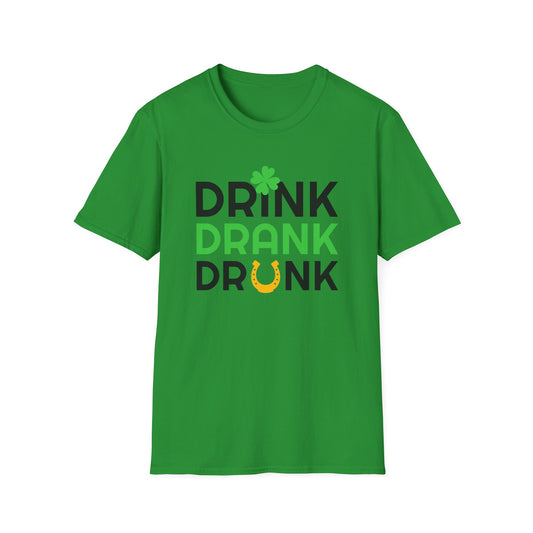 Funny St. Patrick's Day T-Shirt - Drink Drank Drunk Tee, Unisex Casual Wear, Party Top, Gift for Leprechaun Lovers, Celebration Shirt
