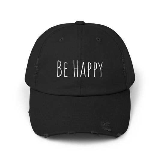 Distressed Cap - Be Happy Casual Hat for Everyday Style