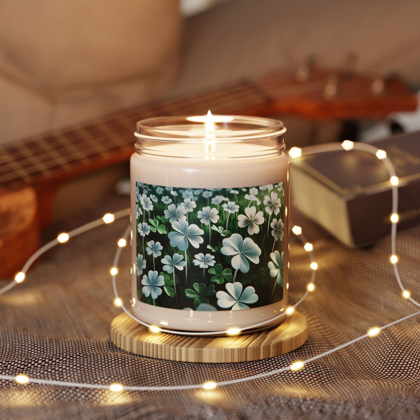 Four Leaf Clover Scented Soy Candle, 9oz | Natural Home Decor, Eco-Friendly Gift, Relaxation, Aromatherapy, Floral Scents, St Patrick's Day