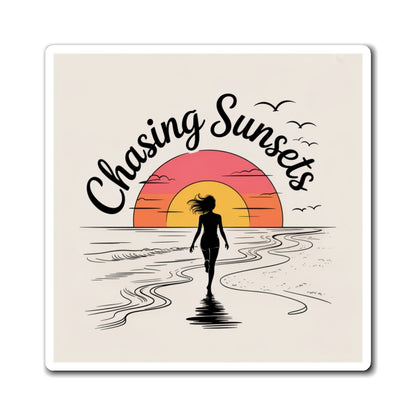 Sunset Chaser Magnet, Ocean Decor, Summer Vibes, Beach Lover, Home and Kitchen Art