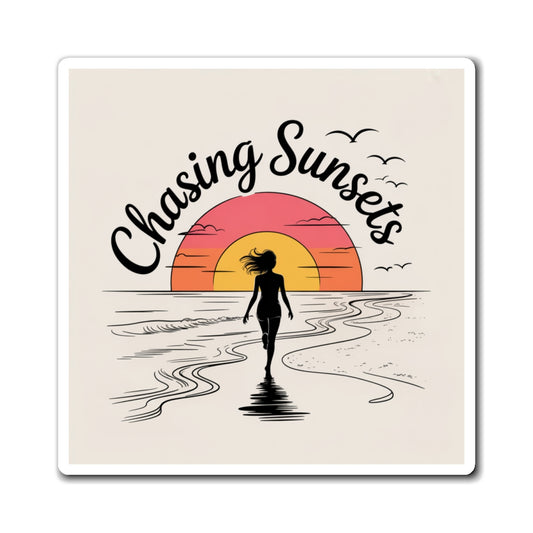 Sunset Chaser Magnet, Ocean Decor, Summer Vibes, Beach Lover, Home and Kitchen Art
