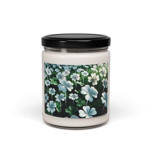 Four Leaf Clover Scented Soy Candle, 9oz | Natural Home Decor, Eco-Friendly Gift, Relaxation, Aromatherapy, Floral Scents, St Patrick's Day