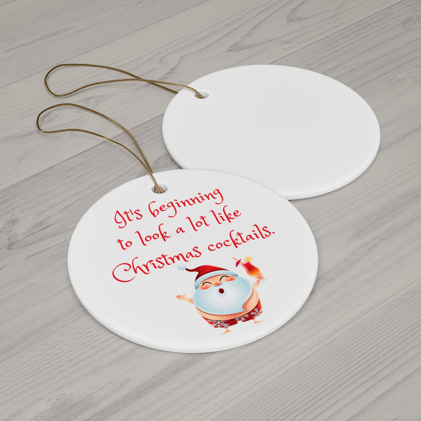 Ceramic Ornament - Festive Holiday Cocktail Themed