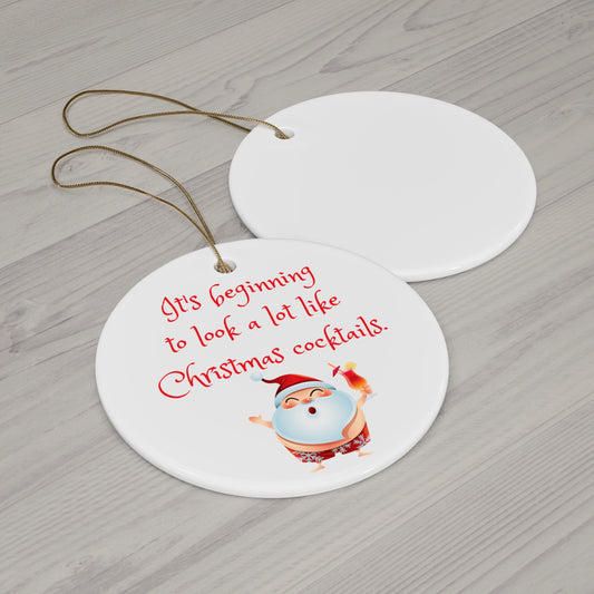 Ceramic Ornament - Festive Holiday Cocktail Themed