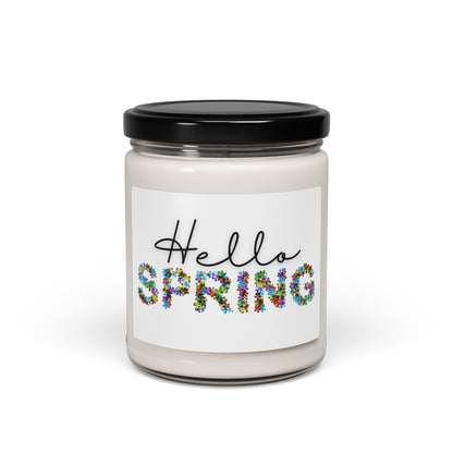 Hello Spring Scented Soy Candle, 9oz | Eco-Friendly Candle, Spring Decor, Gift for Her, Aromatherapy Candle, Home Fragrance