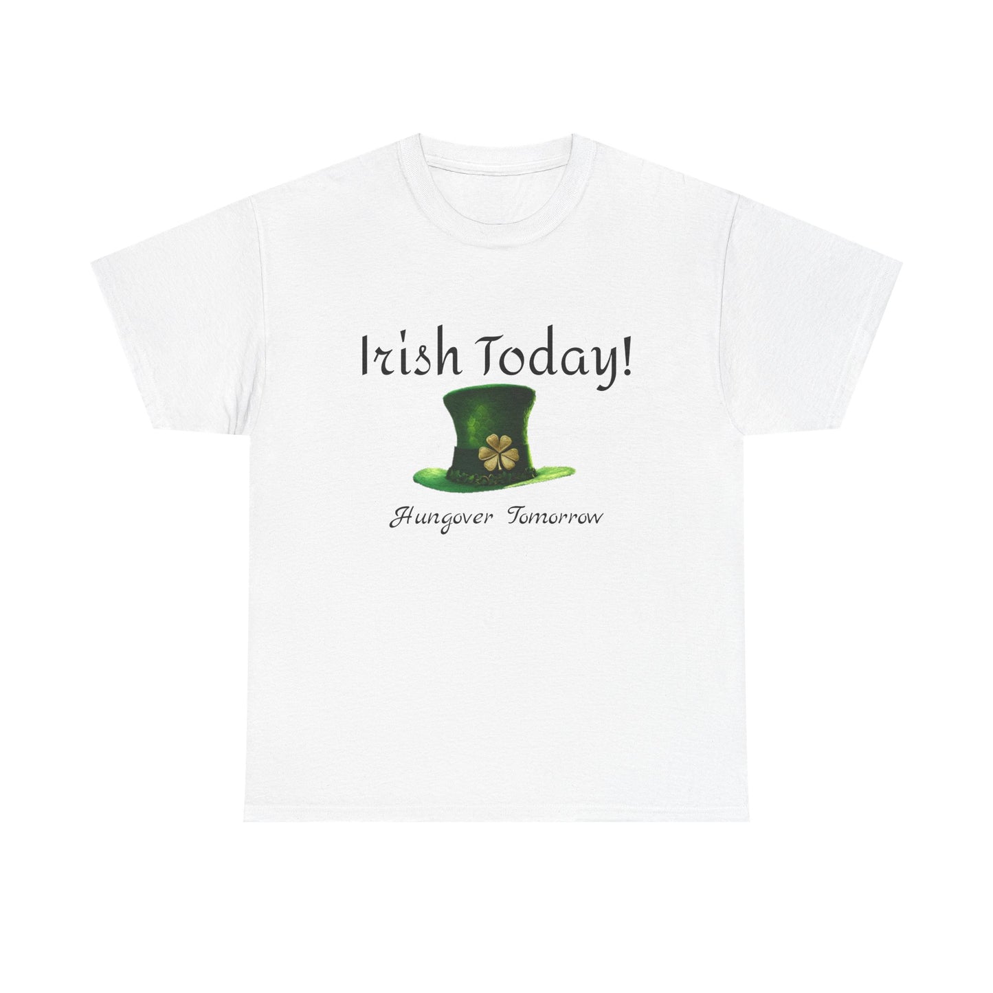 St. Patrick's Day Unisex Heavy Cotton Tee, Lucky Hat Shirt, Shamrock Shirt, Gift for Him/Her