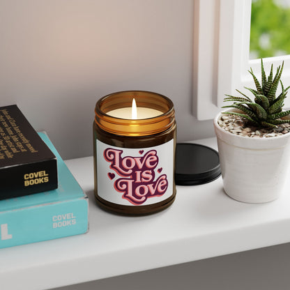 Love is Love Scented Candle | Romantic Gift, Home Decor, Self-Care, Wedding Favor, LGBTQ+ Support - Valentines Day