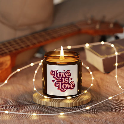 Love is Love Scented Candle | Romantic Gift, Home Decor, Self-Care, Wedding Favor, LGBTQ+ Support - Valentines Day
