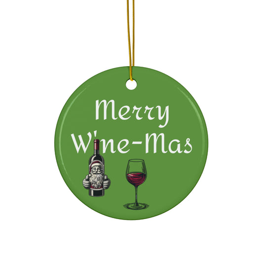 Merry Wine-Mas Ceramic Ornament, Festive Wine Decoration, Christmas Tree Ornament, Holiday Gift for Wine Lovers, Unique Ornaments