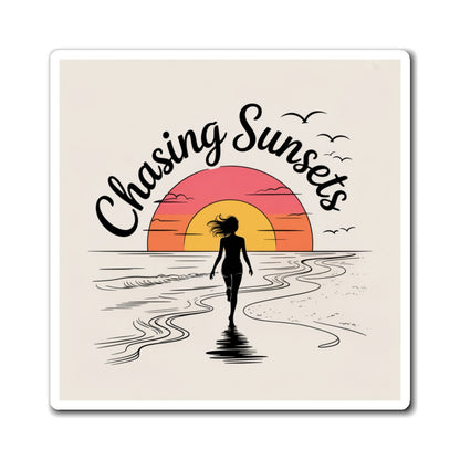Sunset Chaser Magnet, Ocean Decor, Summer Vibes, Beach Lover, Home and Kitchen Art