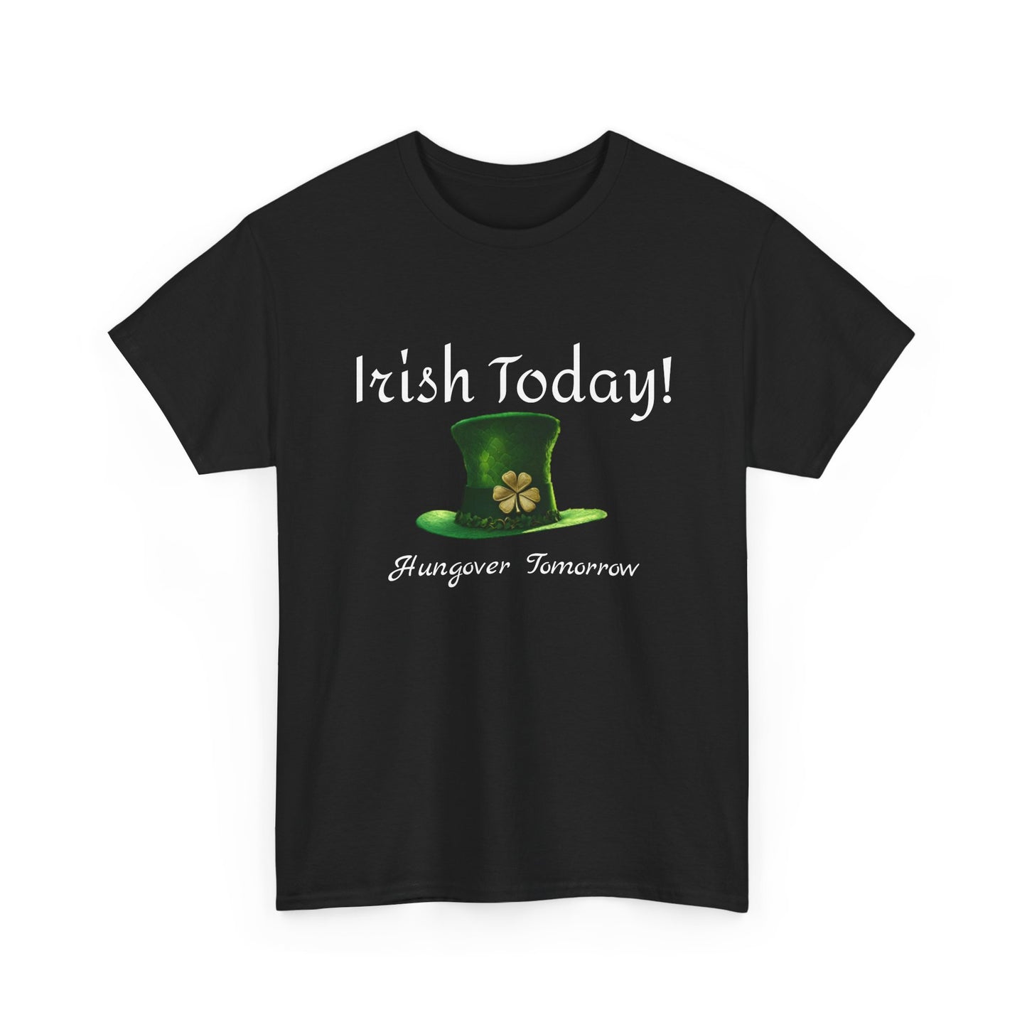 St. Patrick's Day Unisex Heavy Cotton Tee, Lucky Hat Shirt, Shamrock Shirt, Gift for Him/Her