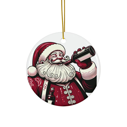 Santa Ornament - Holiday Decor, Christmas Decoration, Wine Lovers, Personalized Ornament, Festive Keepsake