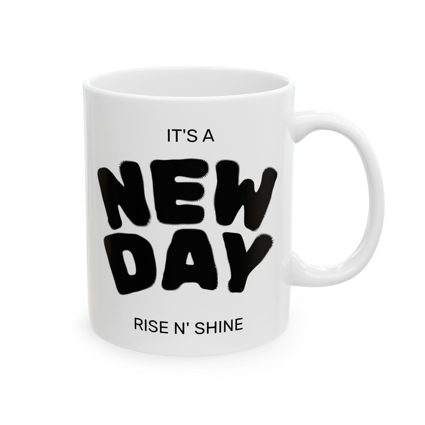 Ceramic Mug – 'New Day' Bold Script Coffee Tea Cup (11oz, 15oz)