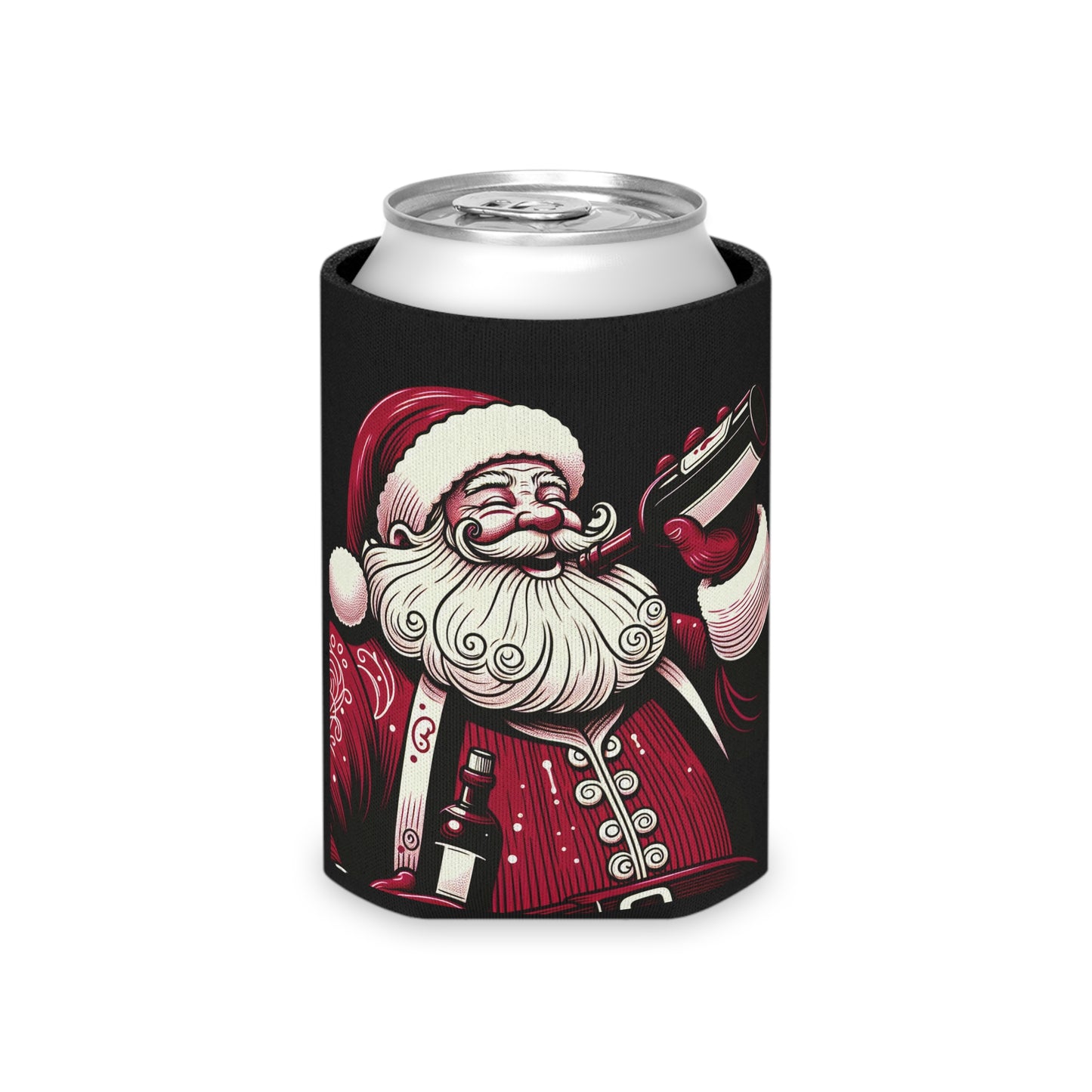 Festive Santa Koozie Can Cooler, Holiday Drink Holder, Christmas Gift, Party Accessory, Beer Hugger, Santa Mug
