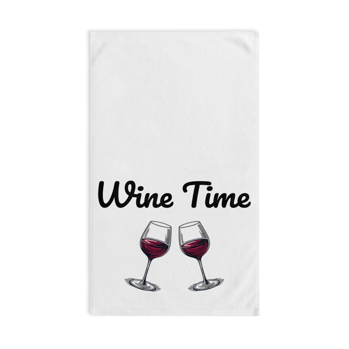 Wine Time Hand Towel - Fun Kitchen Decor, Wine Lovers, Housewarming Present, Bar Accessory, Cozy Home, Kitchen Towel