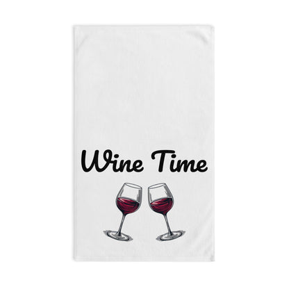 Wine Time Hand Towel - Fun Kitchen Decor, Wine Lovers, Housewarming Present, Bar Accessory, Cozy Home, Kitchen Towel