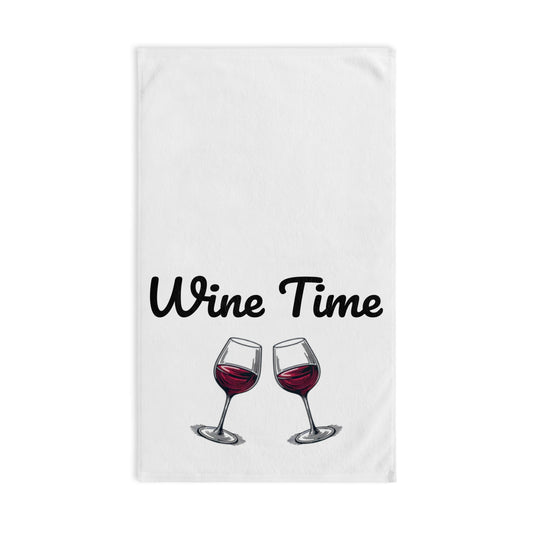 Wine Time Hand Towel - Fun Kitchen Decor, Wine Lovers, Housewarming Present, Bar Accessory, Cozy Home, Kitchen Towel
