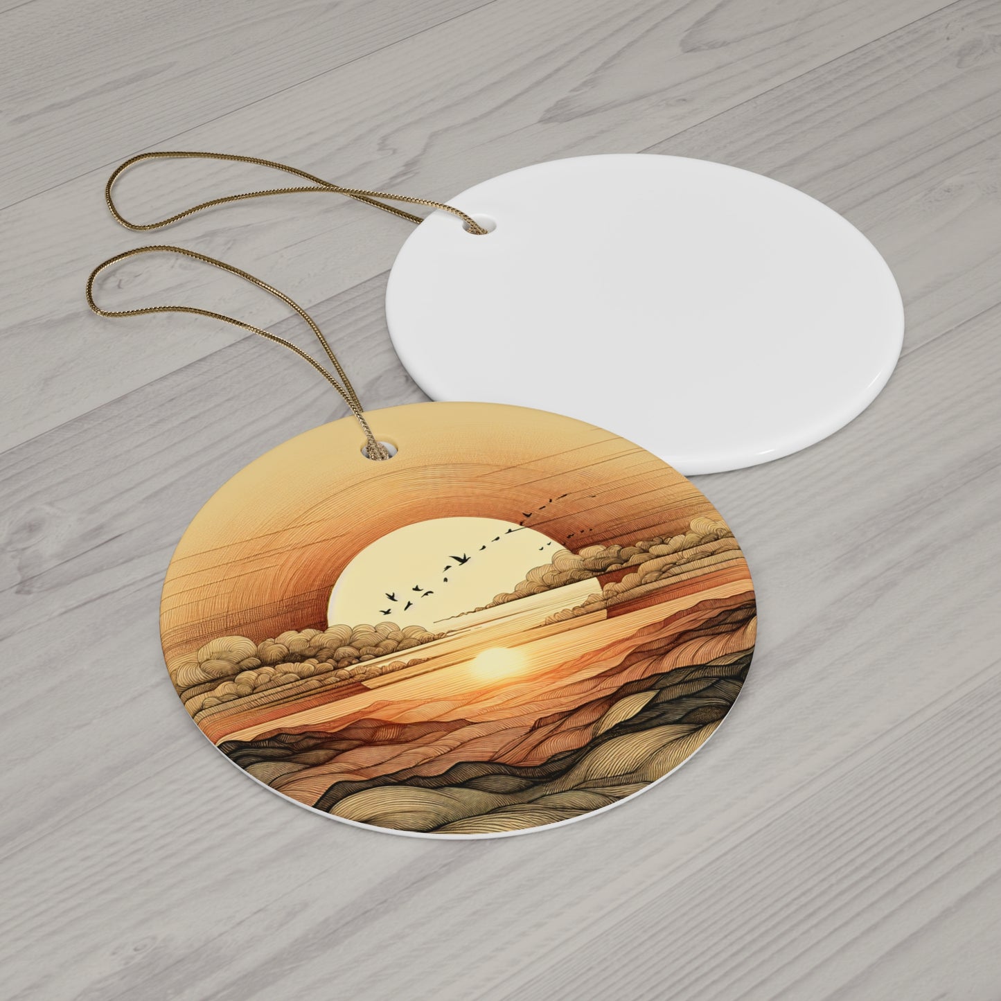 Sunset Savor Ceramic Ornaments - 4 Shapes for Home Decor & Gifting