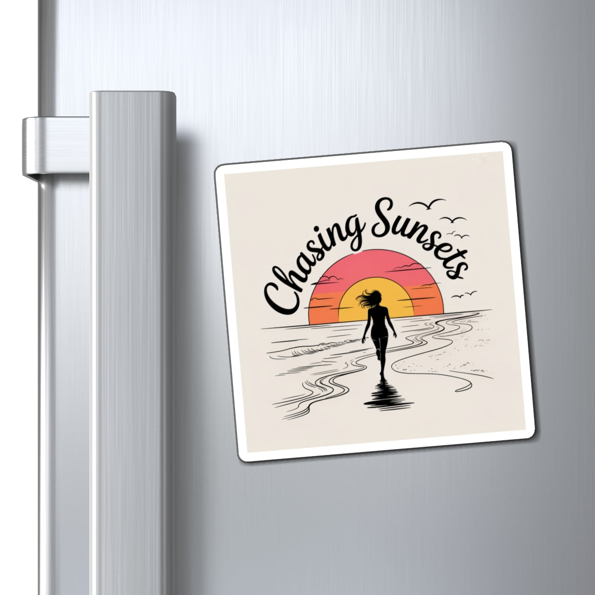 Sunset Chaser Magnet, Ocean Decor, Summer Vibes, Beach Lover, Home and Kitchen Art