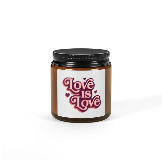 Love is Love Scented Candle | Romantic Gift, Home Decor, Self-Care, Wedding Favor, LGBTQ+ Support - Valentines Day