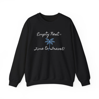 Travel-Themed Crewneck Sweatshirt - 'Empty Nest = Time to Travel!'
