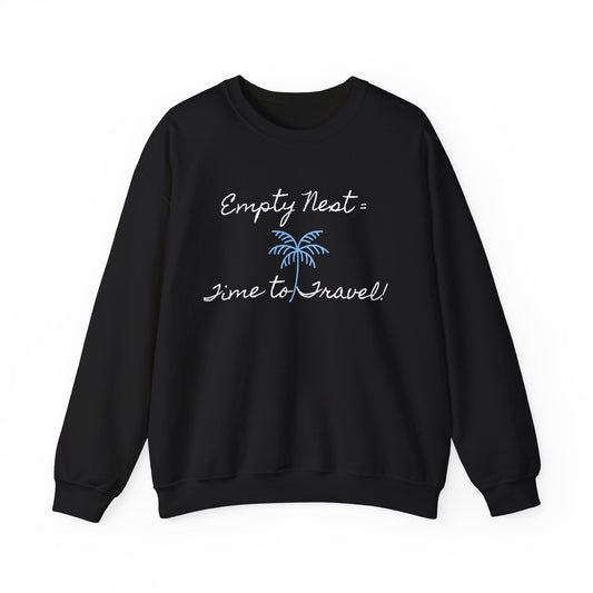 Travel-Themed Crewneck Sweatshirt - 'Empty Nest = Time to Travel!'